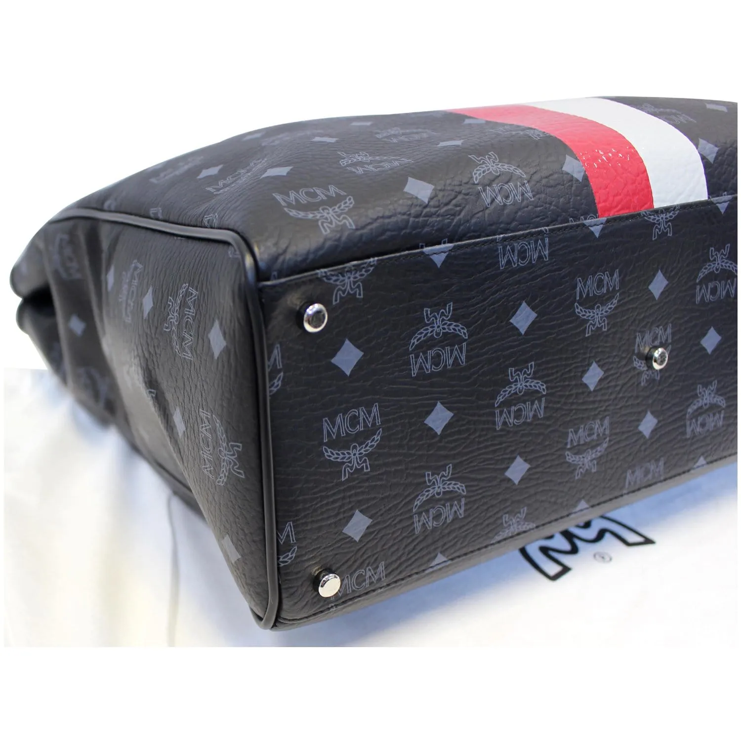 MCM Princess Lion Visetos Satchel Crossbody Bag Black - Last Call
