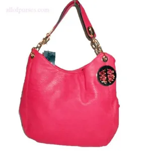 medallion Chain Satchel Hobo Bag Handbag Pink Designer inspired Fuchsia