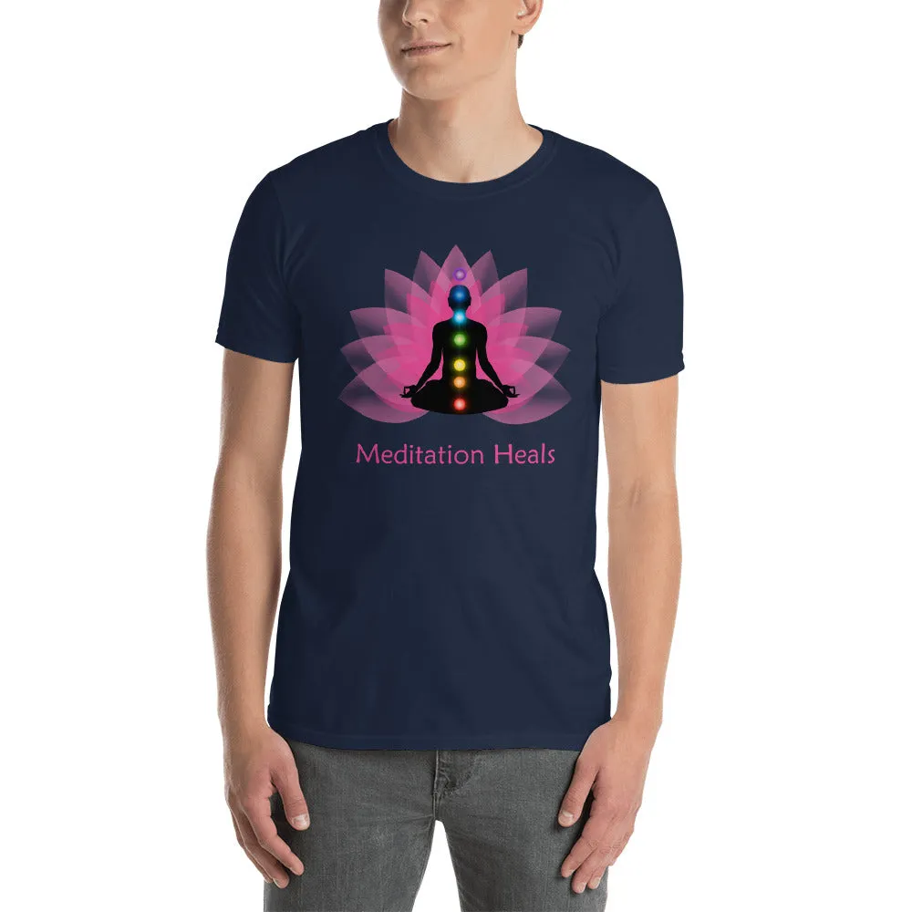 Meditation T Shirt Navy Meditation Heals T Shirt Pyramid Meditation T Shirt for Men