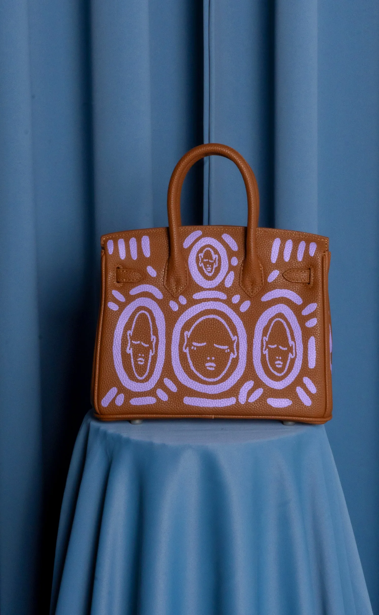 Medium Painted Vegan Leather Tote, 10x5x7