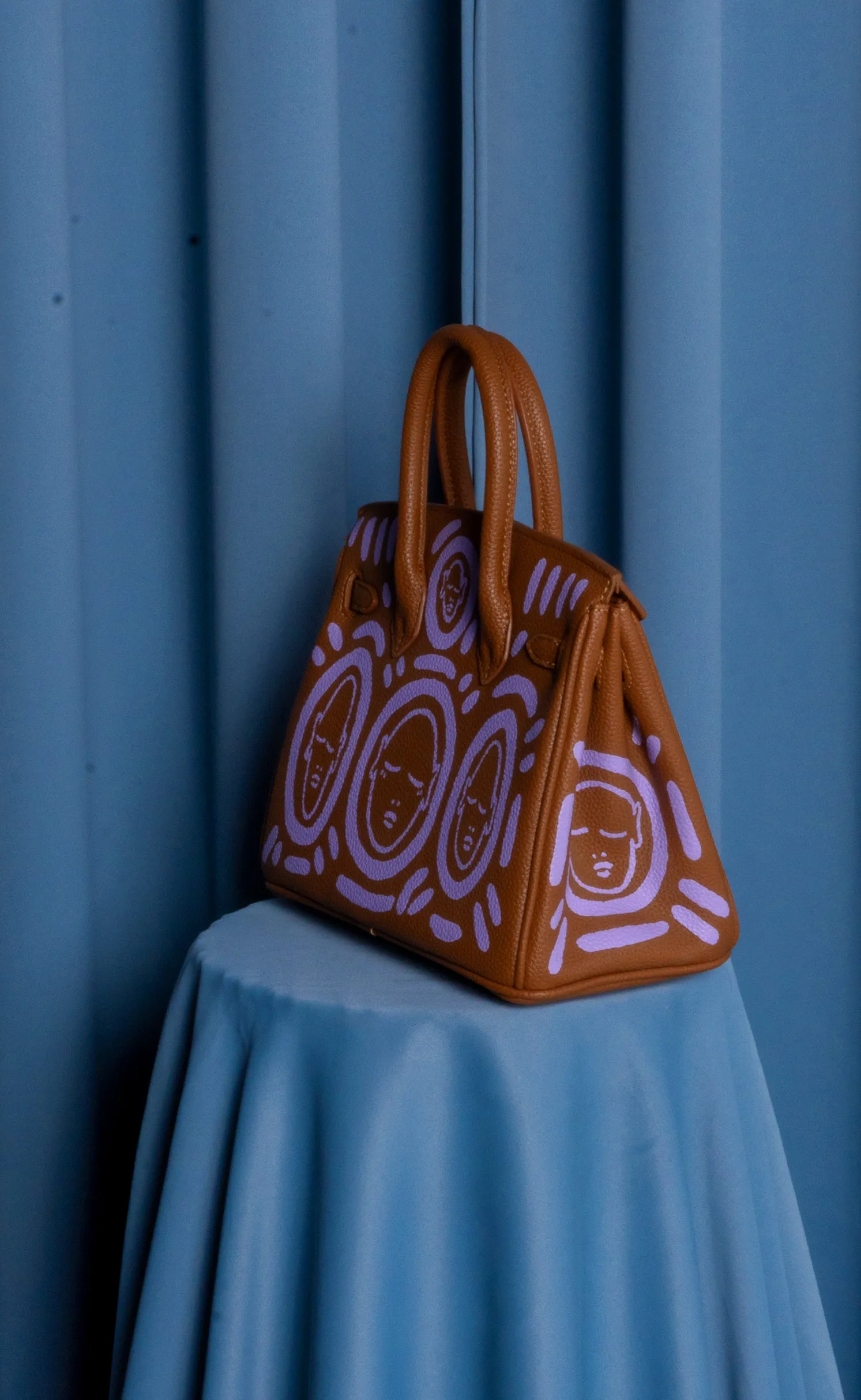 Medium Painted Vegan Leather Tote, 10x5x7