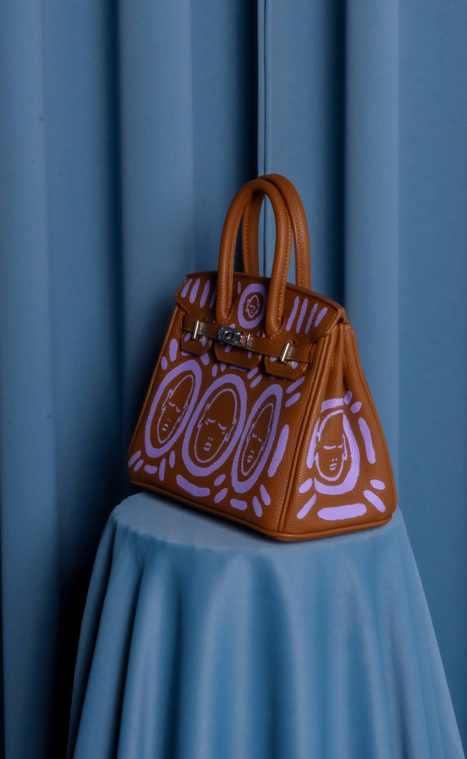 Medium Painted Vegan Leather Tote, 10x5x7