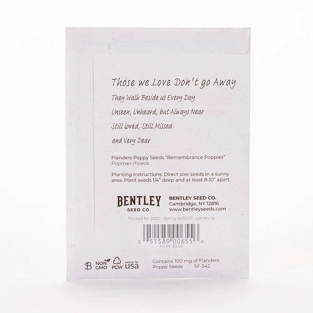 Memorial Cardinal - Flanders Poppy Seed Packet