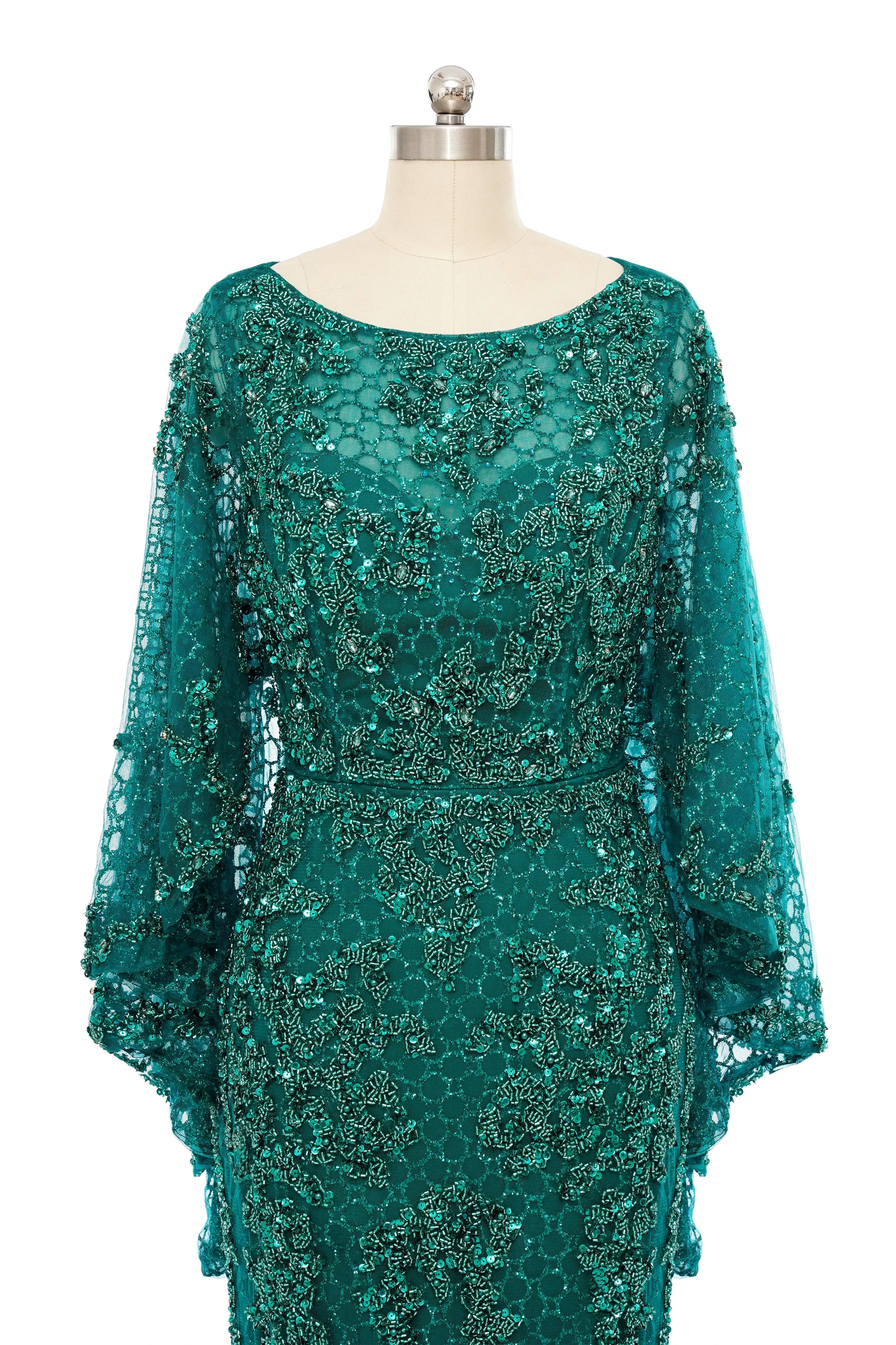 Mermaid Round Floor-length Long Sleeve Sequined Beading Gorgeous Prom Dresses