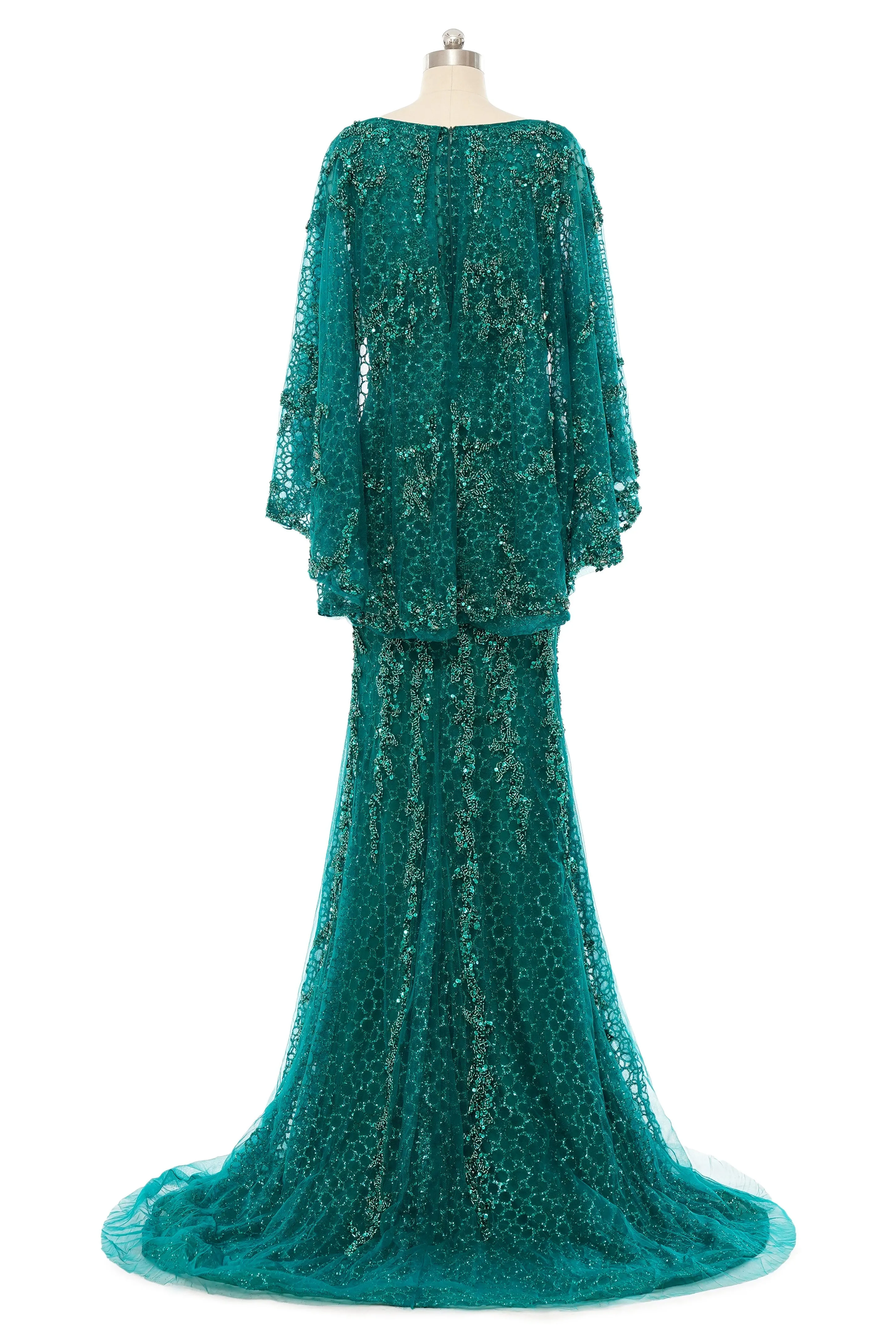Mermaid Round Floor-length Long Sleeve Sequined Beading Gorgeous Prom Dresses