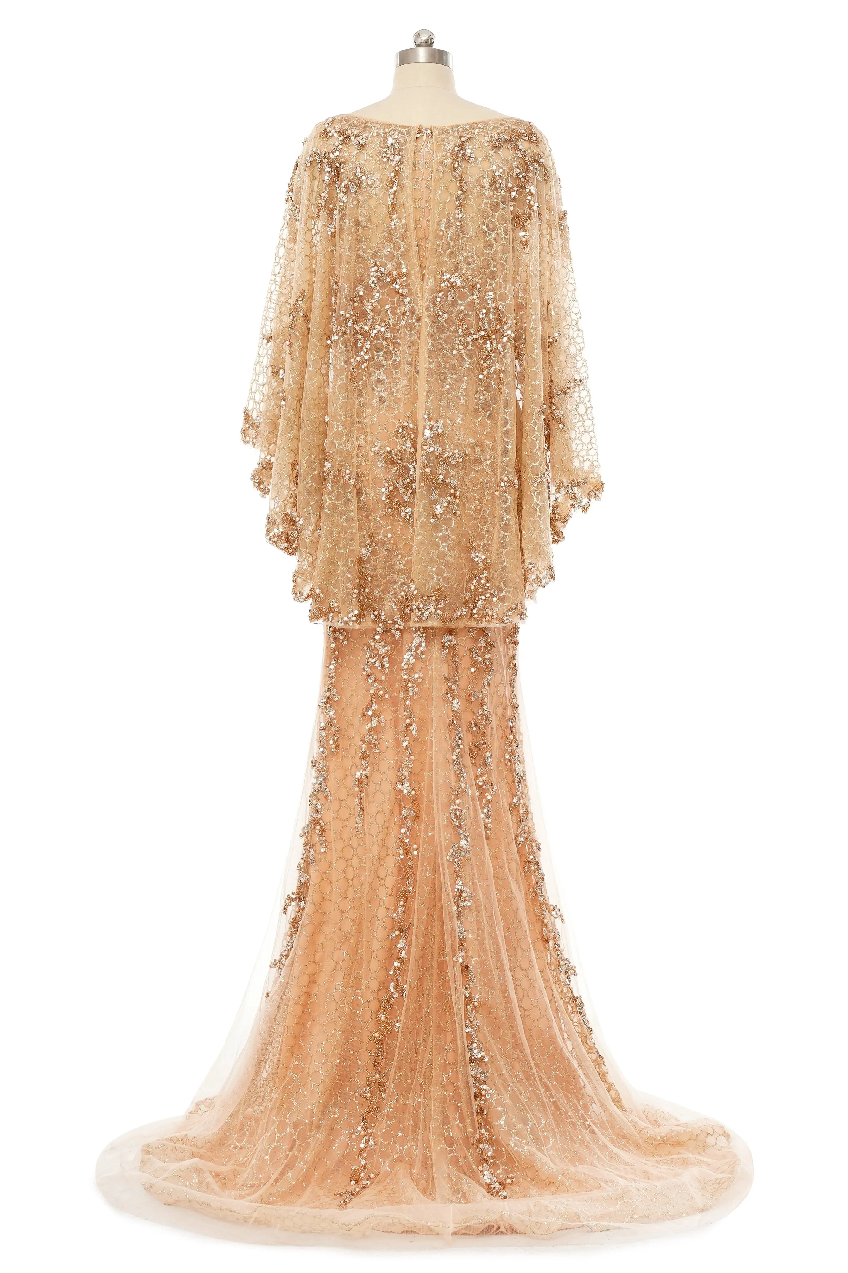 Mermaid Round Floor-length Long Sleeve Sequined Beading Gorgeous Prom Dresses