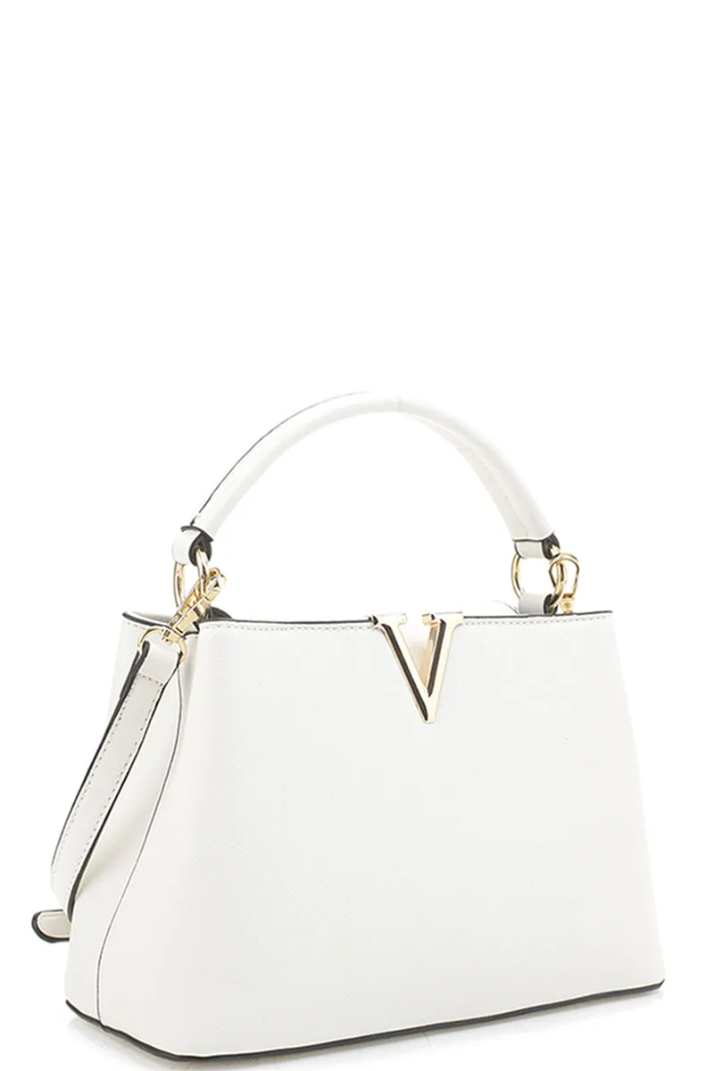 Metal V Satchel Bag
