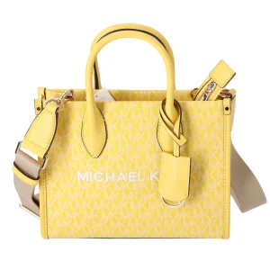 Michael Kors Mirella Small Top Zip Crossbody Bag Golden Yellow MK Signature