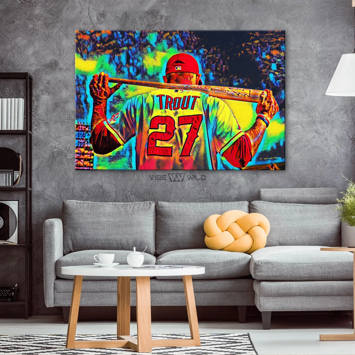 Mike Trout Canvas Wall Art Refractor Style