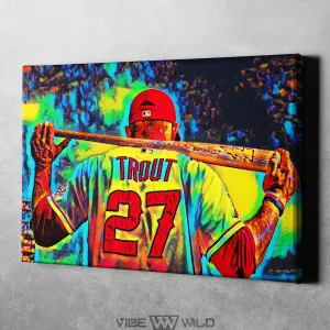 Mike Trout Canvas Wall Art Refractor Style