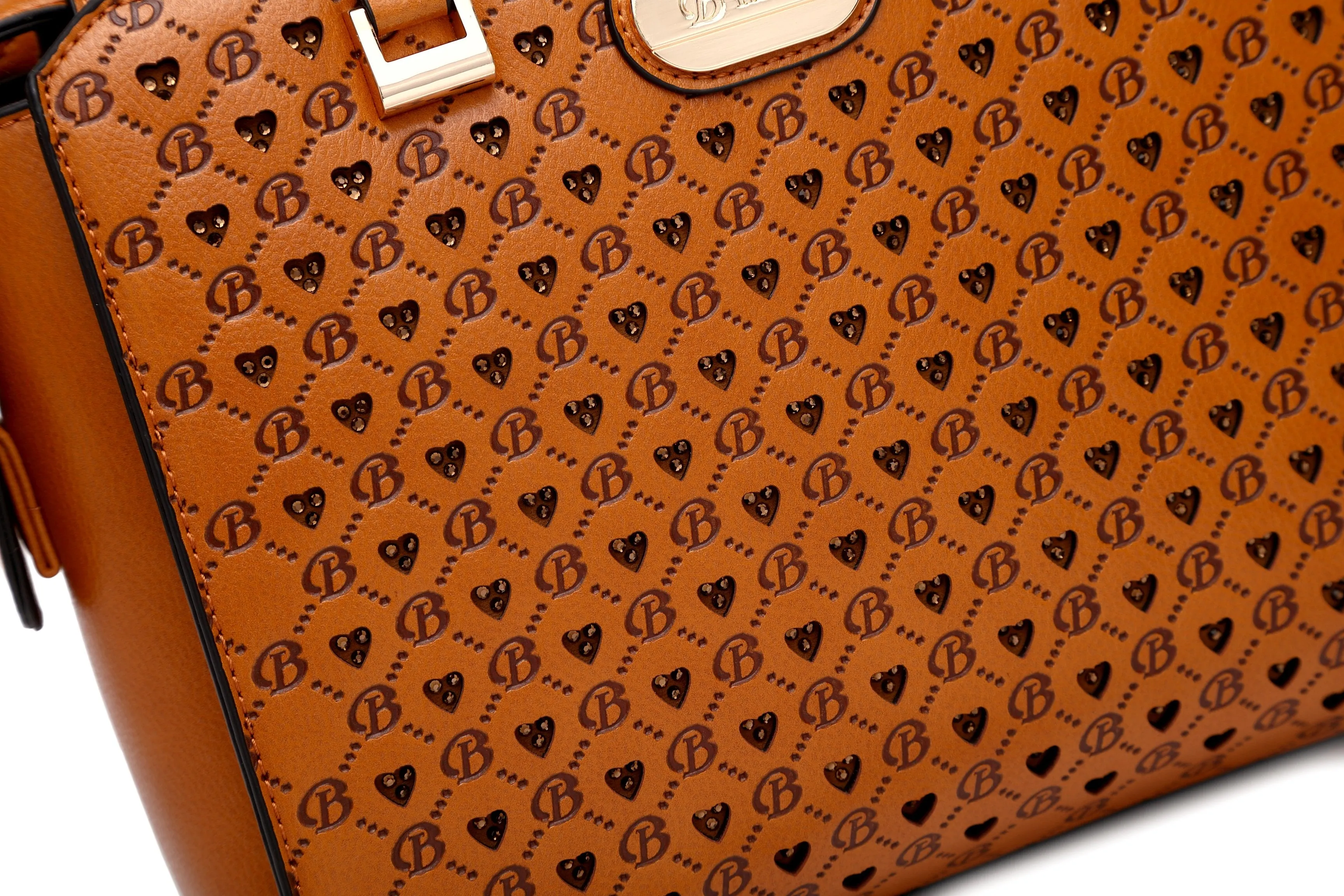 Millionaire Double Layer Crystal Engraved Matte Satchel [RO3258]