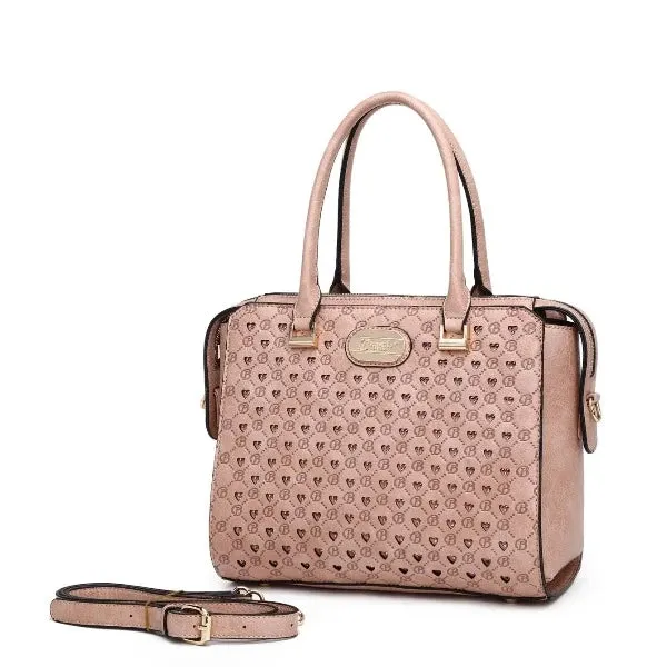 Millionaire Double Layer Crystal Engraved Matte Satchel [RO3258]