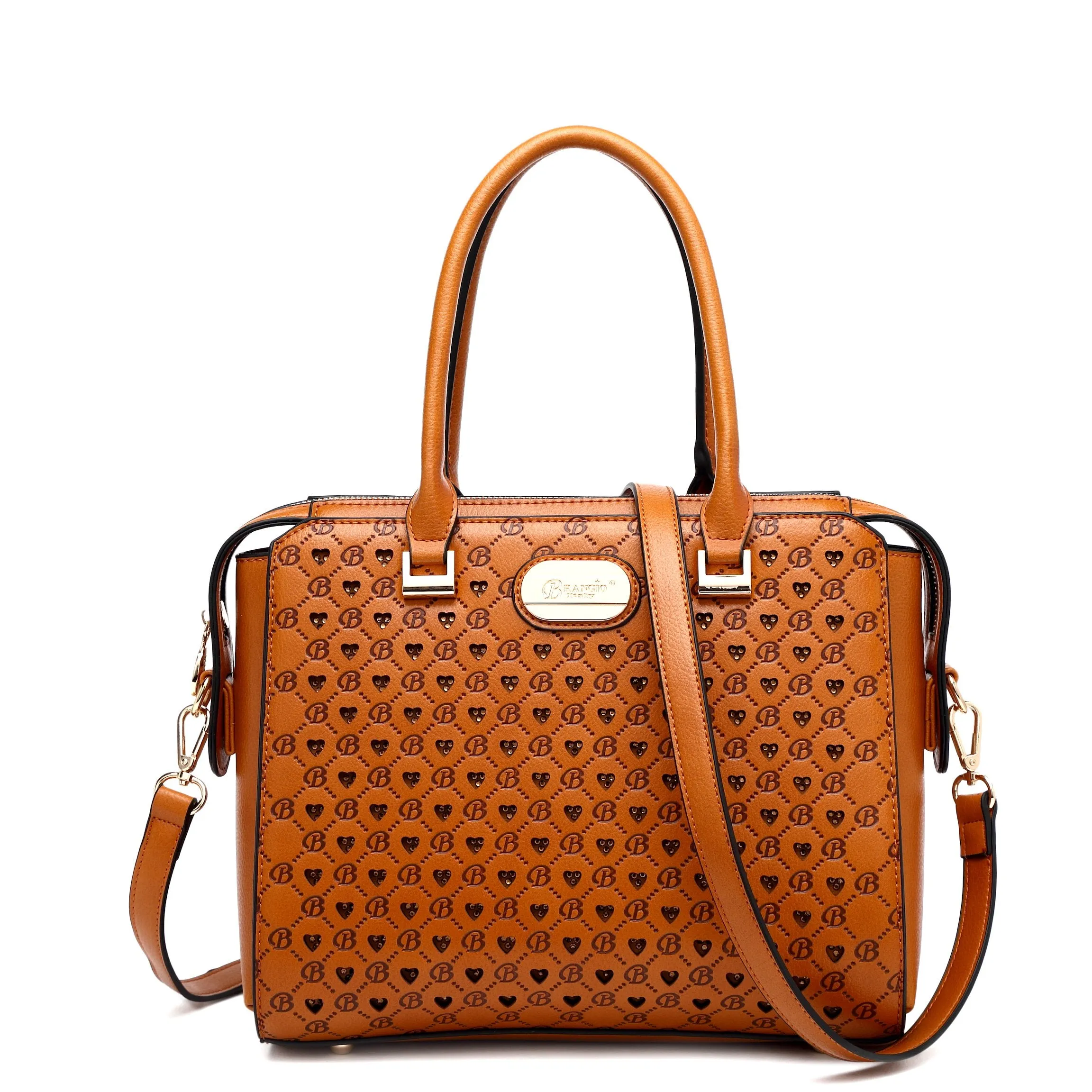 Millionaire Double Layer Crystal Engraved Matte Satchel [RO3258]