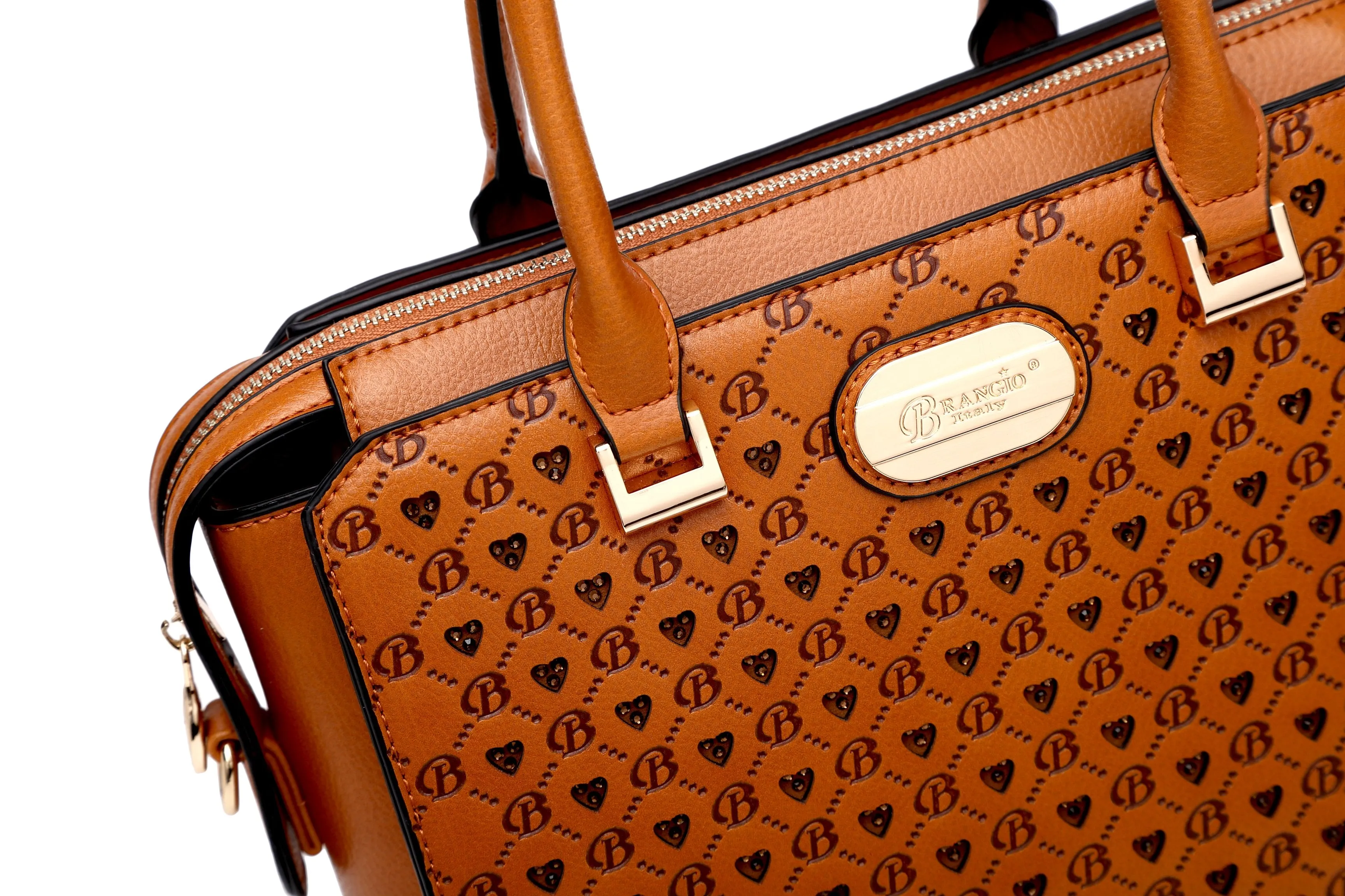 Millionaire Double Layer Crystal Engraved Matte Satchel [RO3258]
