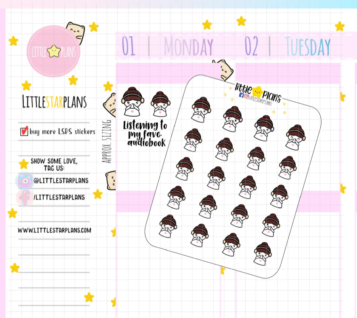 Mimi Audiobook, Podcast Planner Stickers (M158)