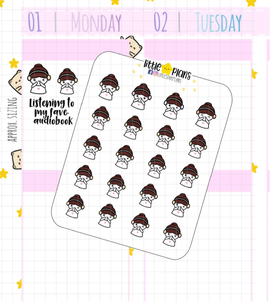 Mimi Audiobook, Podcast Planner Stickers (M158)