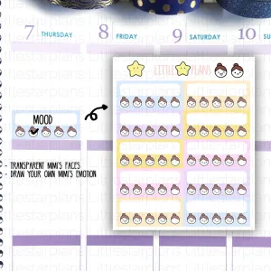 Mimi - Track your mood daily, weekly, pastel color theme  planner stickers, draw your own mood