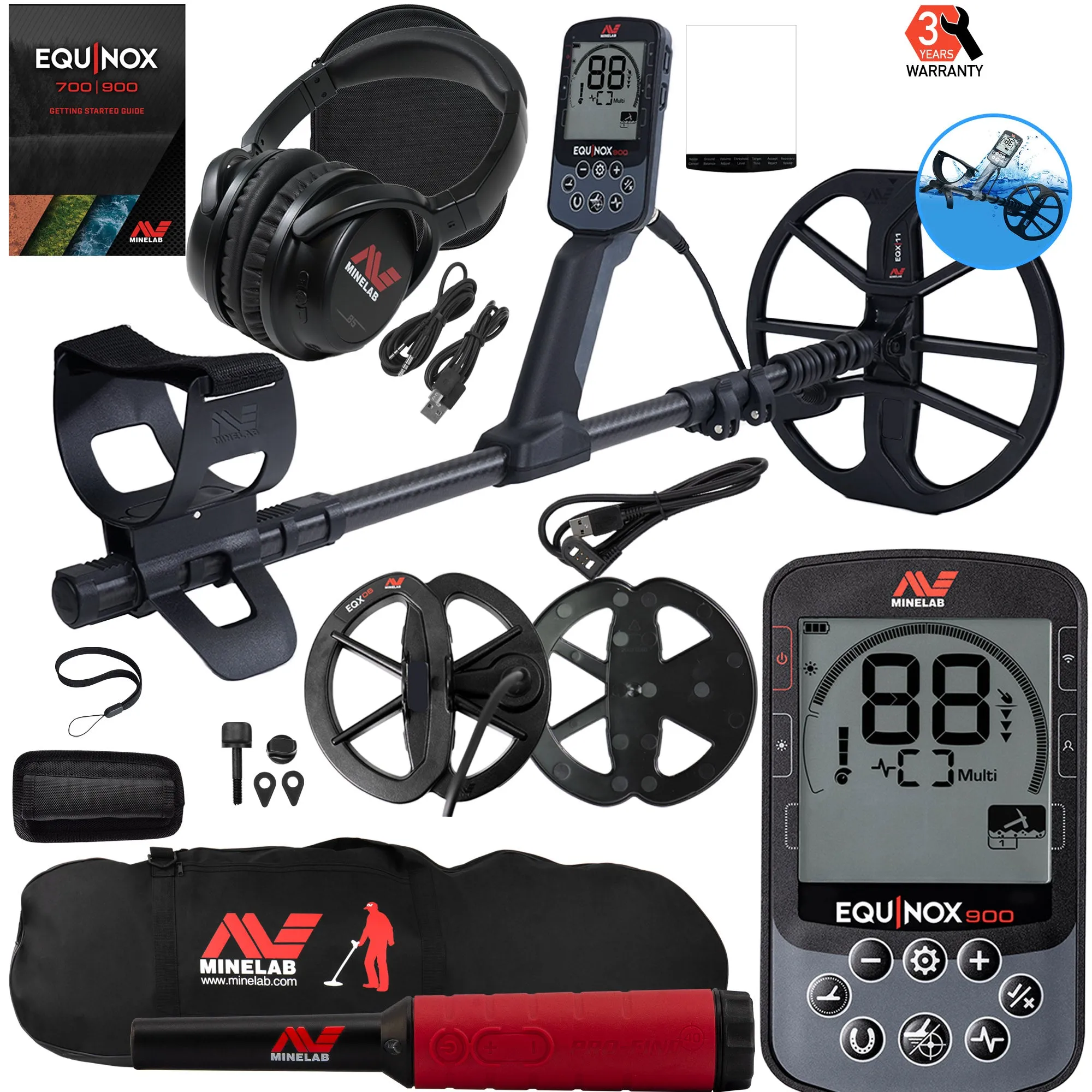 Minelab EQUINOX 900 Multi-IQ Metal Detector with Carry Bag and FREE Pro-Find 40