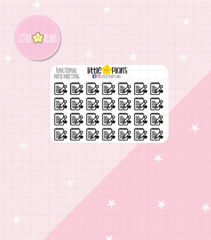 Mini Sheets - Functional Meeting Notes, School Assignment, Notes Planner Stickers