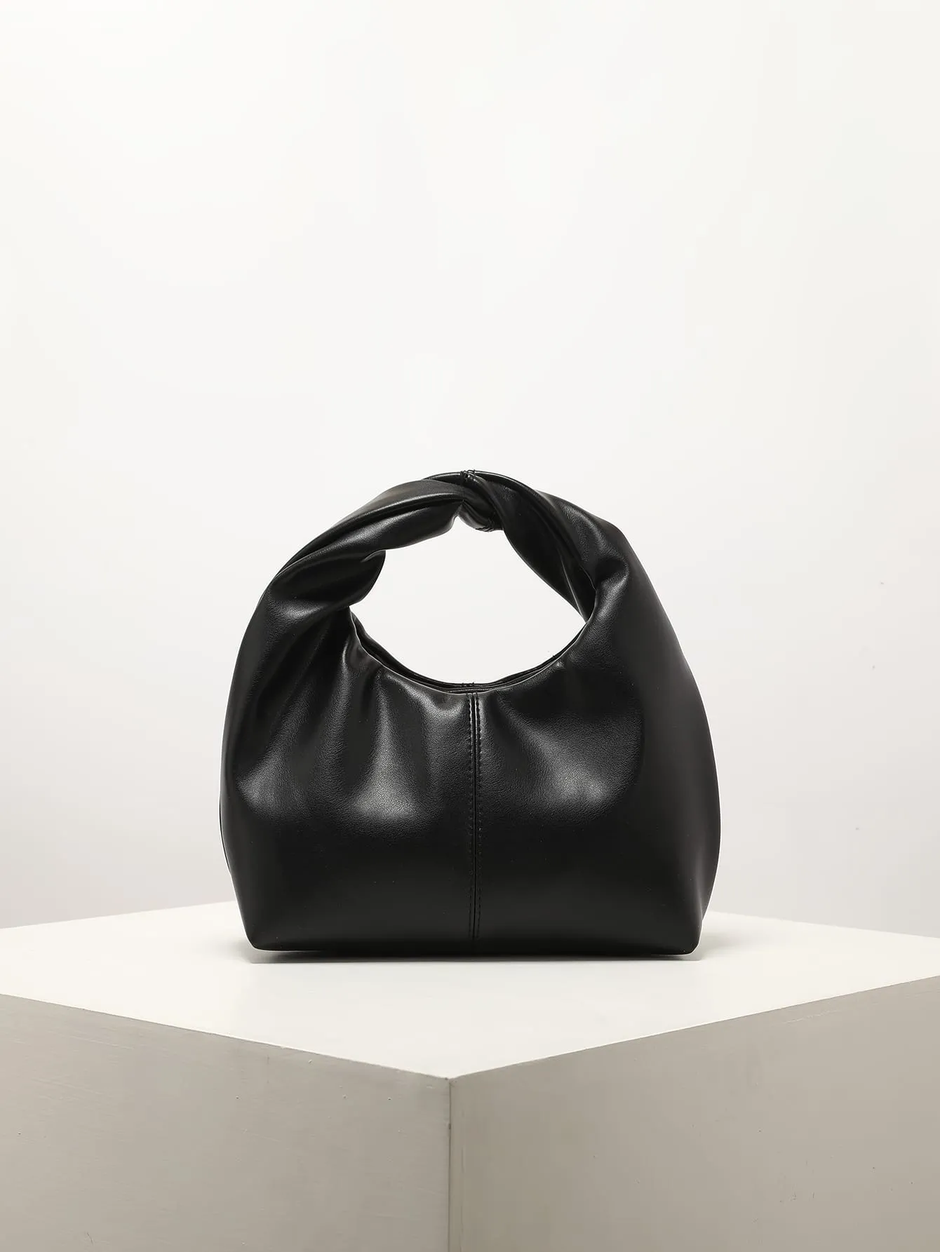 Minimalist Top Handle Hobo Bag - Black