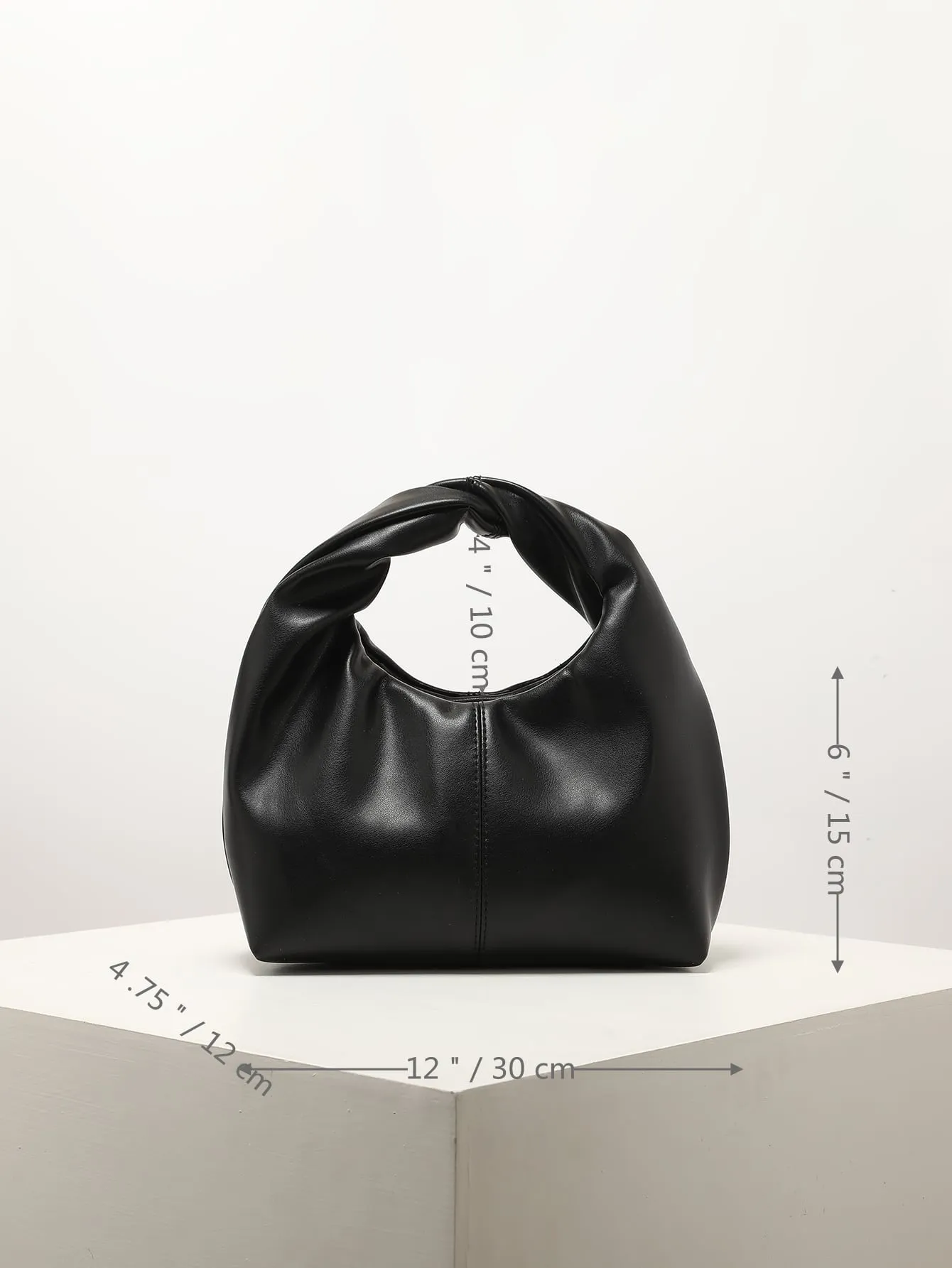 Minimalist Top Handle Hobo Bag - Black
