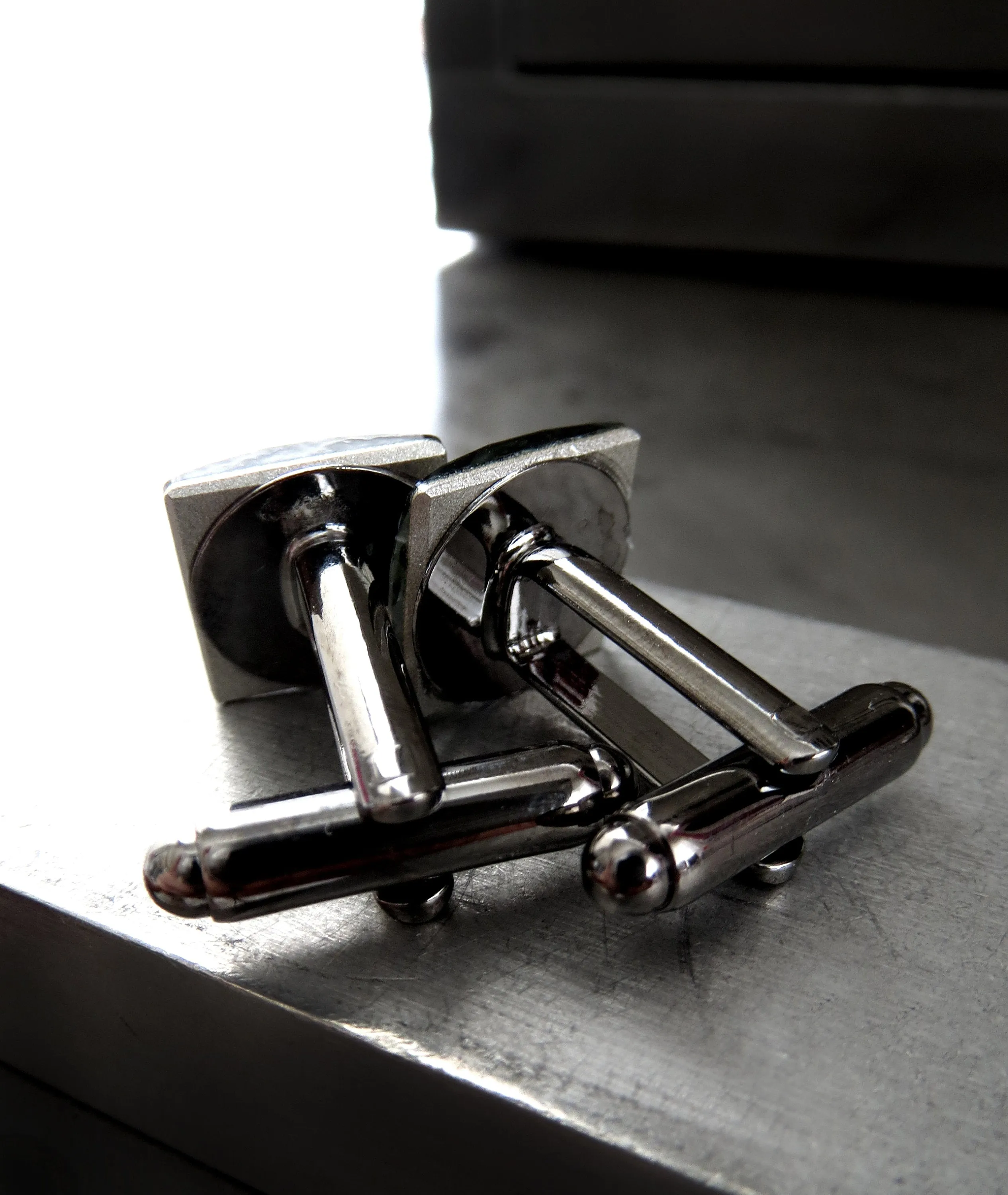 MIRROR - Square Crystal Cufflinks - Black Diamond