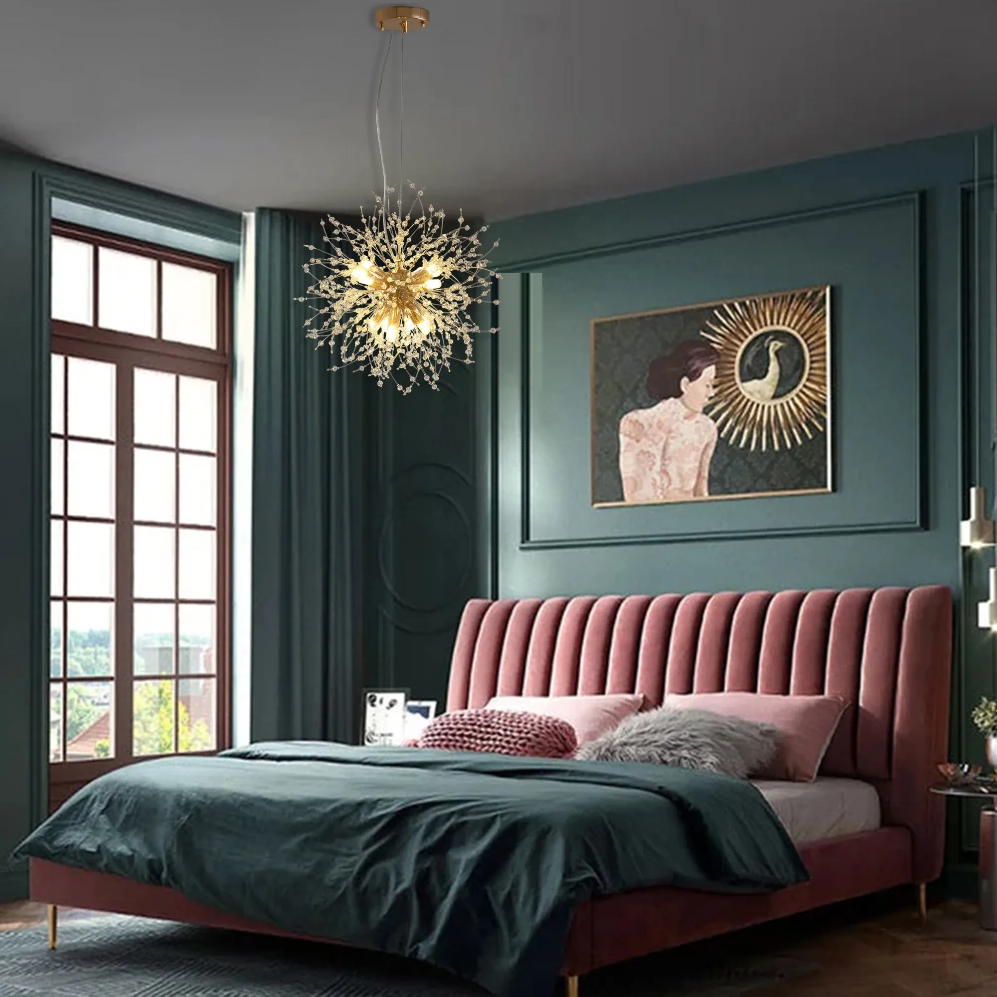 Misty Valley Modern American Multi-Particle Spherical Crystal Chandelier -8 Bulbs -G9 lamp holder