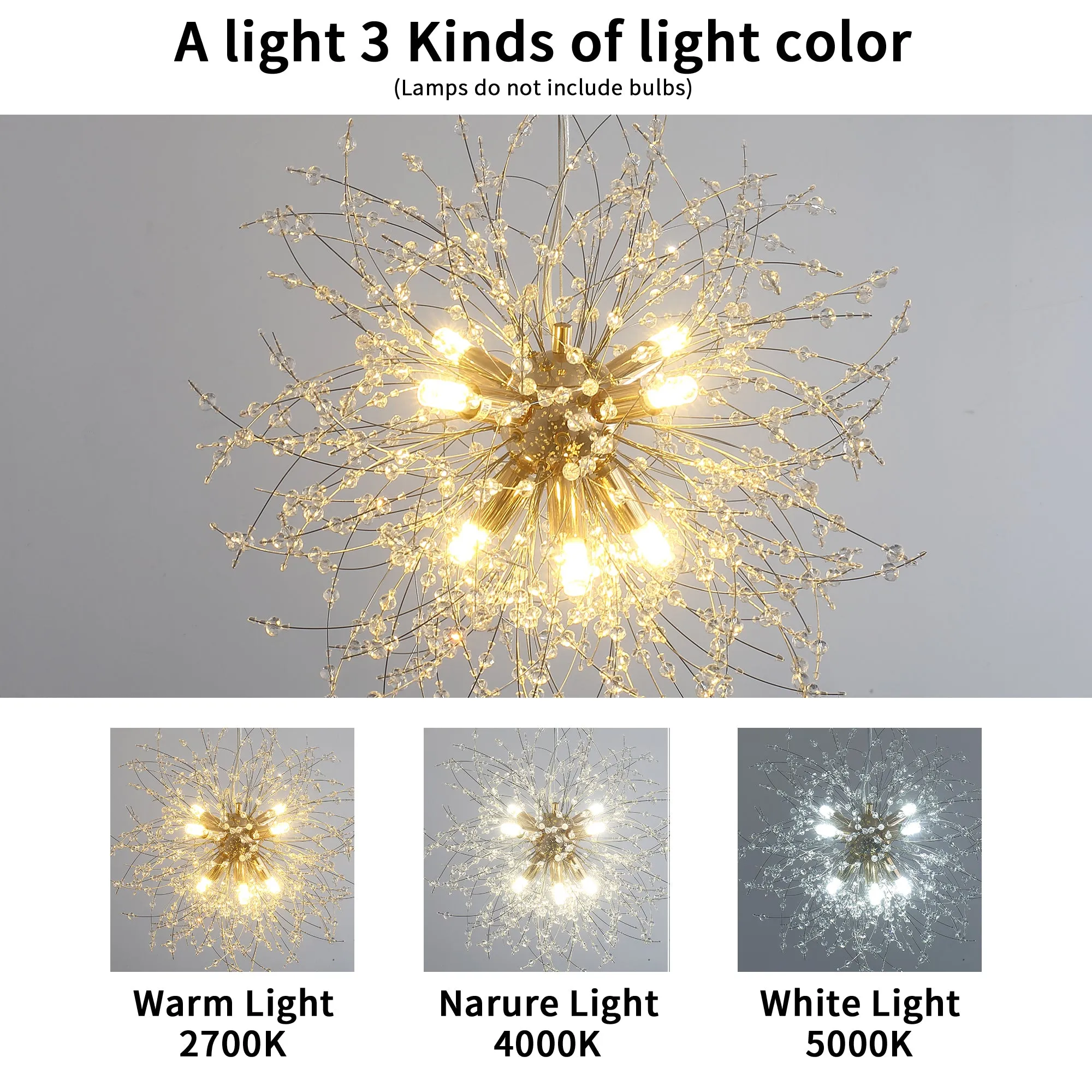 Misty Valley Modern American Multi-Particle Spherical Crystal Chandelier -8 Bulbs -G9 lamp holder