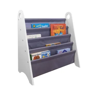 Modern Sling Bookshelf - White with Gray Canvas