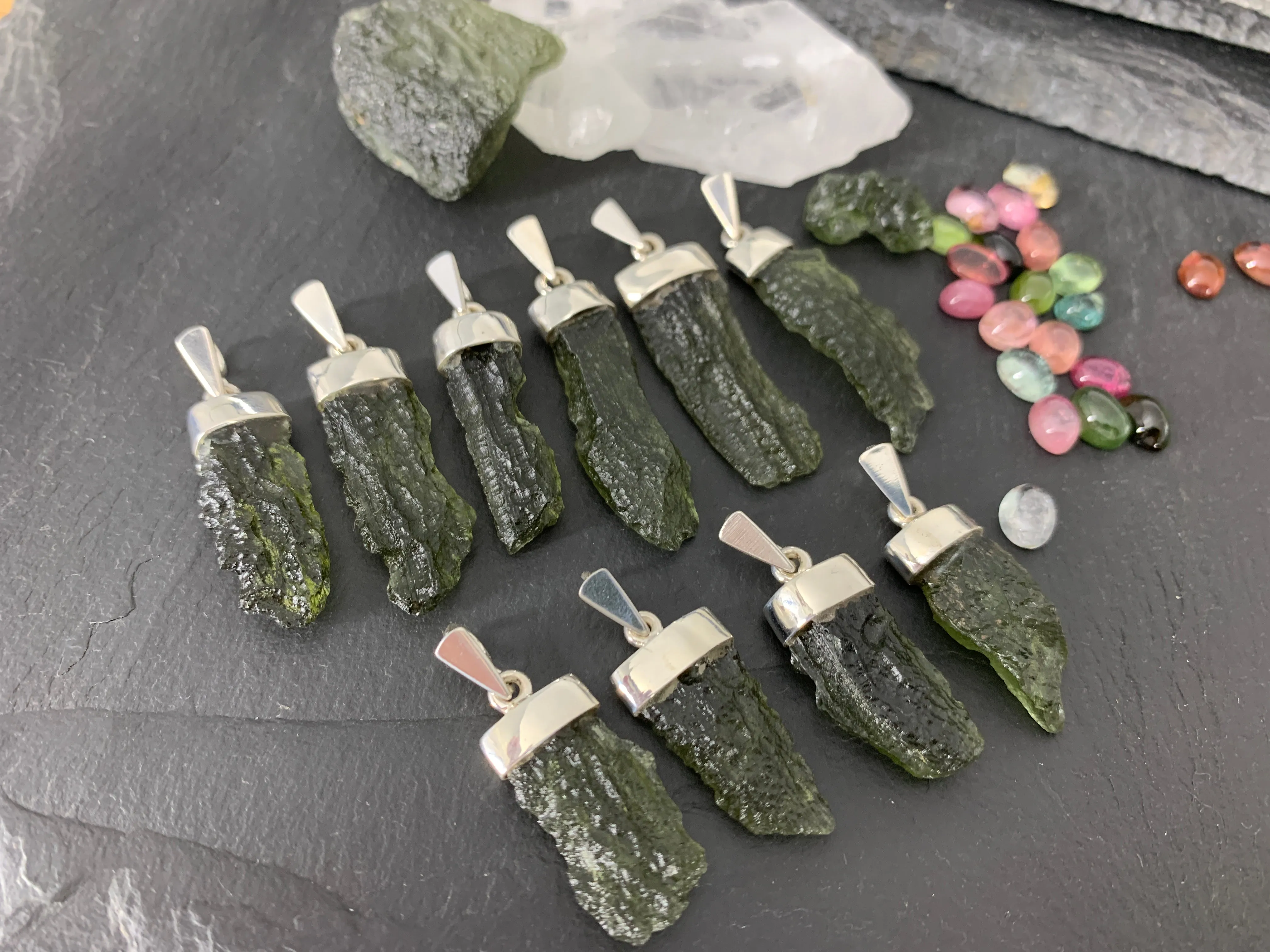 Moldavite In Silver Cup Pendant/ Select your pendant
