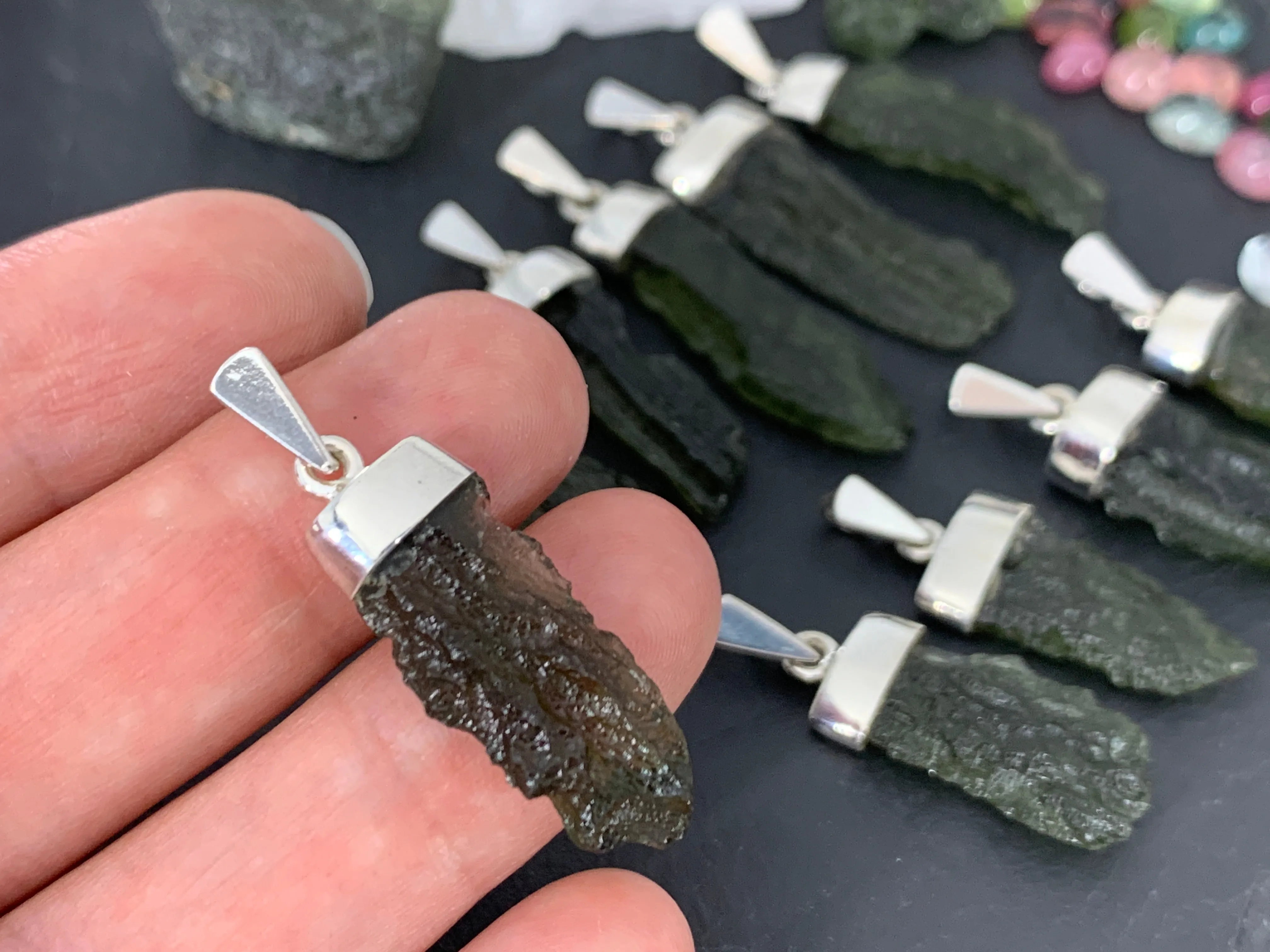 Moldavite In Silver Cup Pendant/ Select your pendant