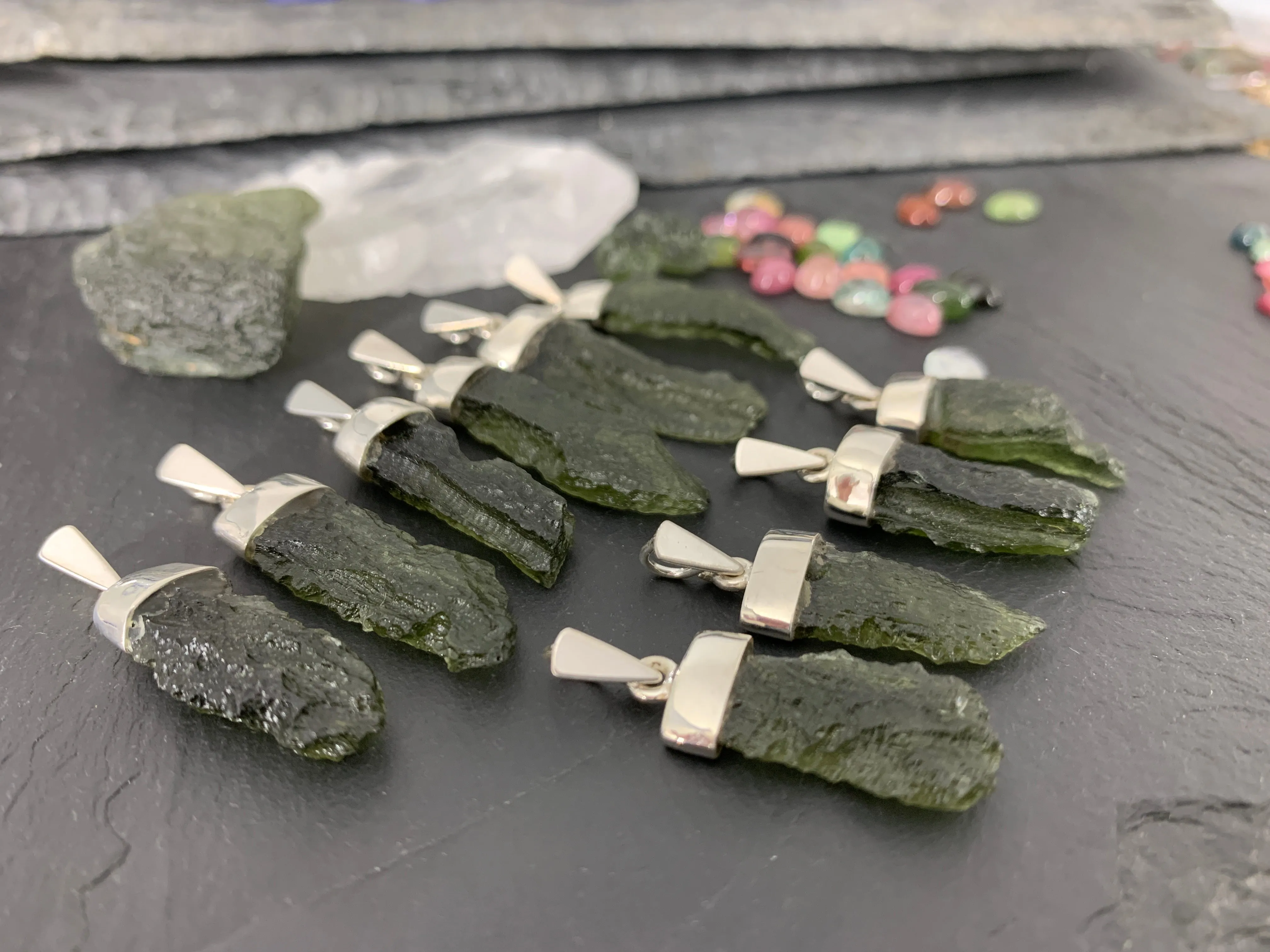 Moldavite In Silver Cup Pendant/ Select your pendant