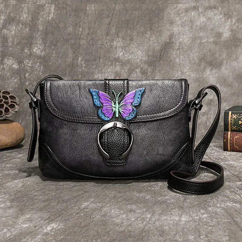 MOTAORA Women Bag Retro Genuine Leather Handbags For Women 2023 New Hand Painted Shoulder Bags Casual Small Messenger Bag Female