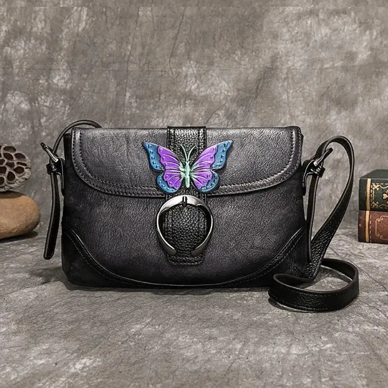 MOTAORA Women Bag Retro Genuine Leather Handbags For Women 2023 New Hand Painted Shoulder Bags Casual Small Messenger Bag Female