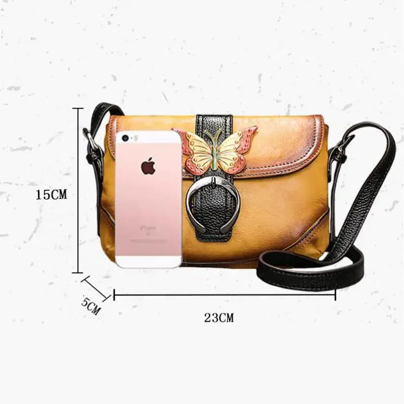 MOTAORA Women Bag Retro Genuine Leather Handbags For Women 2023 New Hand Painted Shoulder Bags Casual Small Messenger Bag Female