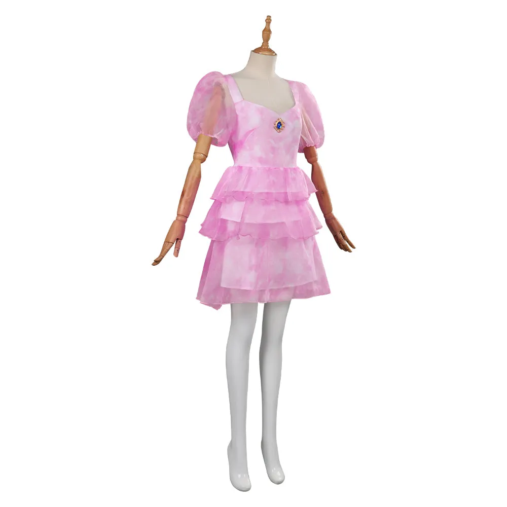 Movie The Super Mario Bros Princess Peach Cosplay Costume Pink Short Dress Outfits Halloween Carnival Suit