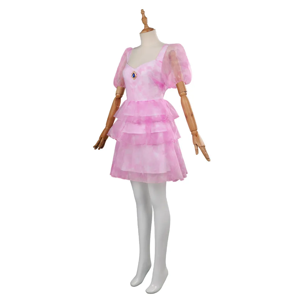 Movie The Super Mario Bros Princess Peach Cosplay Costume Pink Short Dress Outfits Halloween Carnival Suit