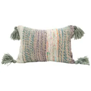 Multi-Color Tassel Lumbar Pillow