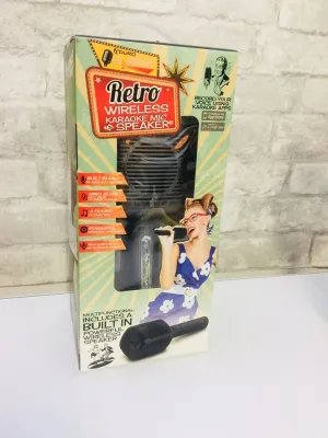 Multi-Functional Retro Wireless Karaoke Mic & Speaker!