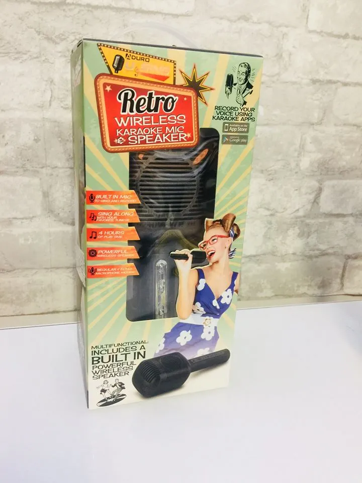 Multi-Functional Retro Wireless Karaoke Mic & Speaker!