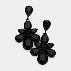 Multi Jet Black Crystal Stone Dangle Pageant Earrings | Prom Earrings | 539177