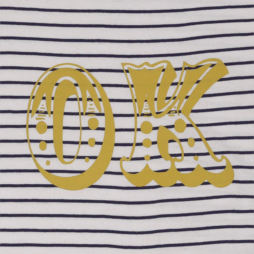 Multicoloured Ok Slogan Print T-Shirt