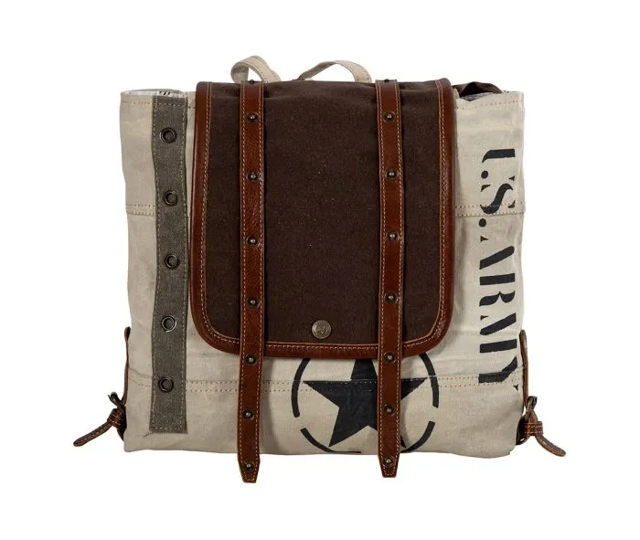 Myra Bag Army Motif Backpack Bag