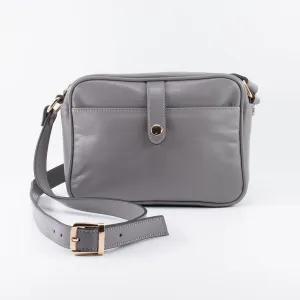 Napa Leather Satchel Crossbody Bag - Gray