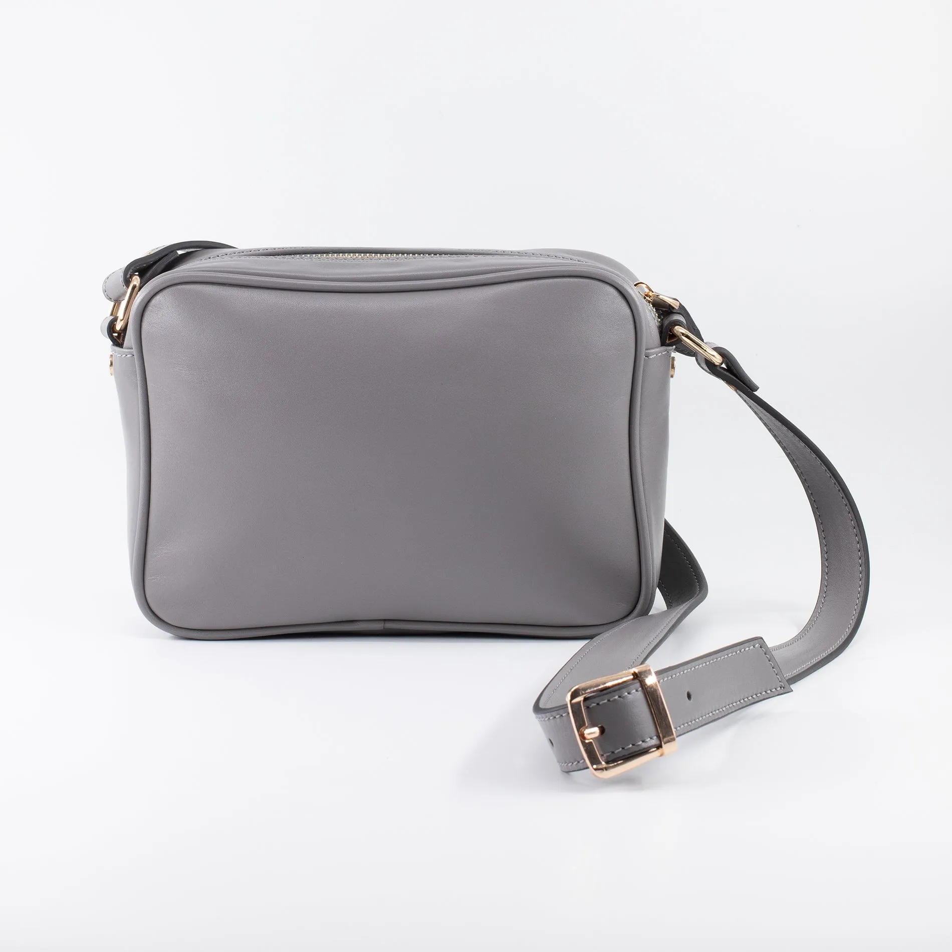 Napa Leather Satchel Crossbody Bag - Gray