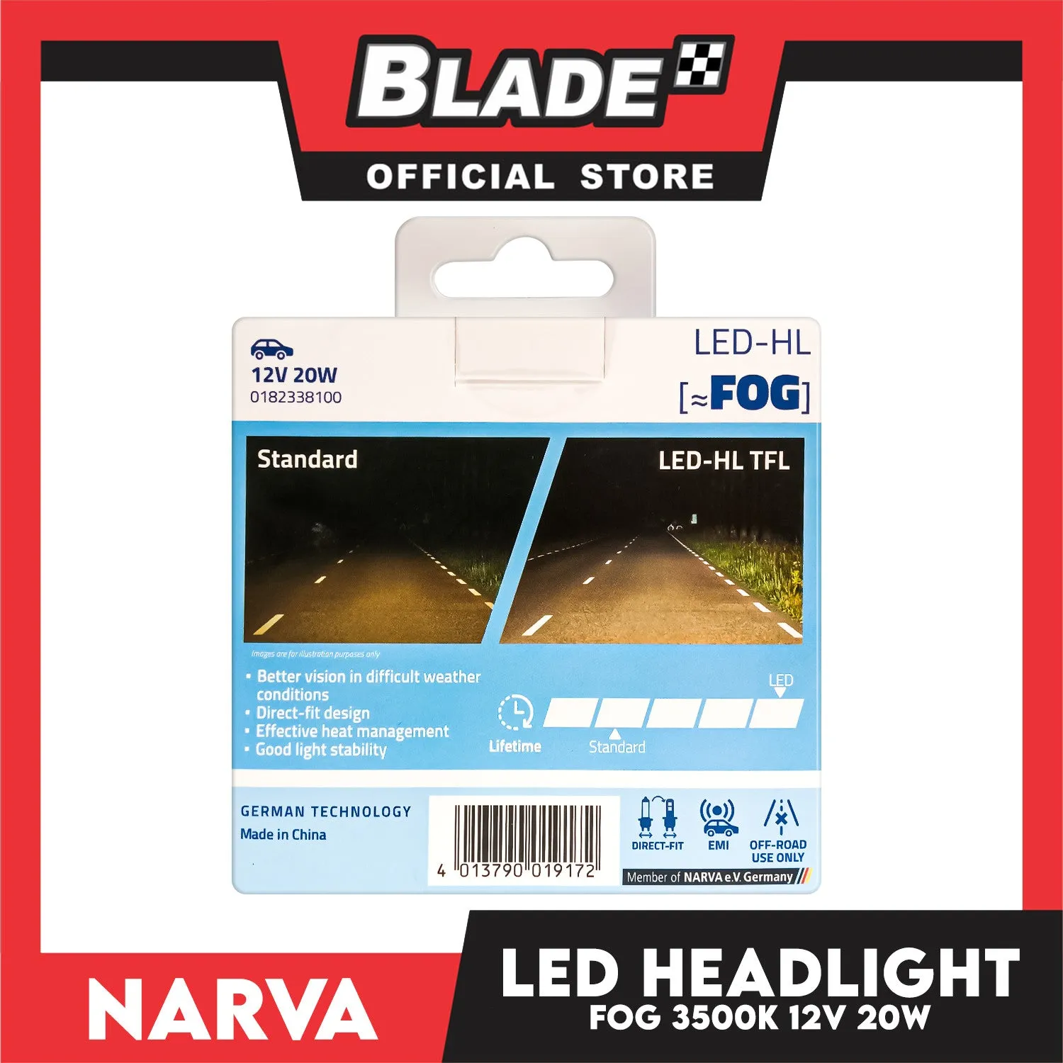 Narva Range 3500 LED 3500K LED-HL (Fog) Direct Fit 12V 20W