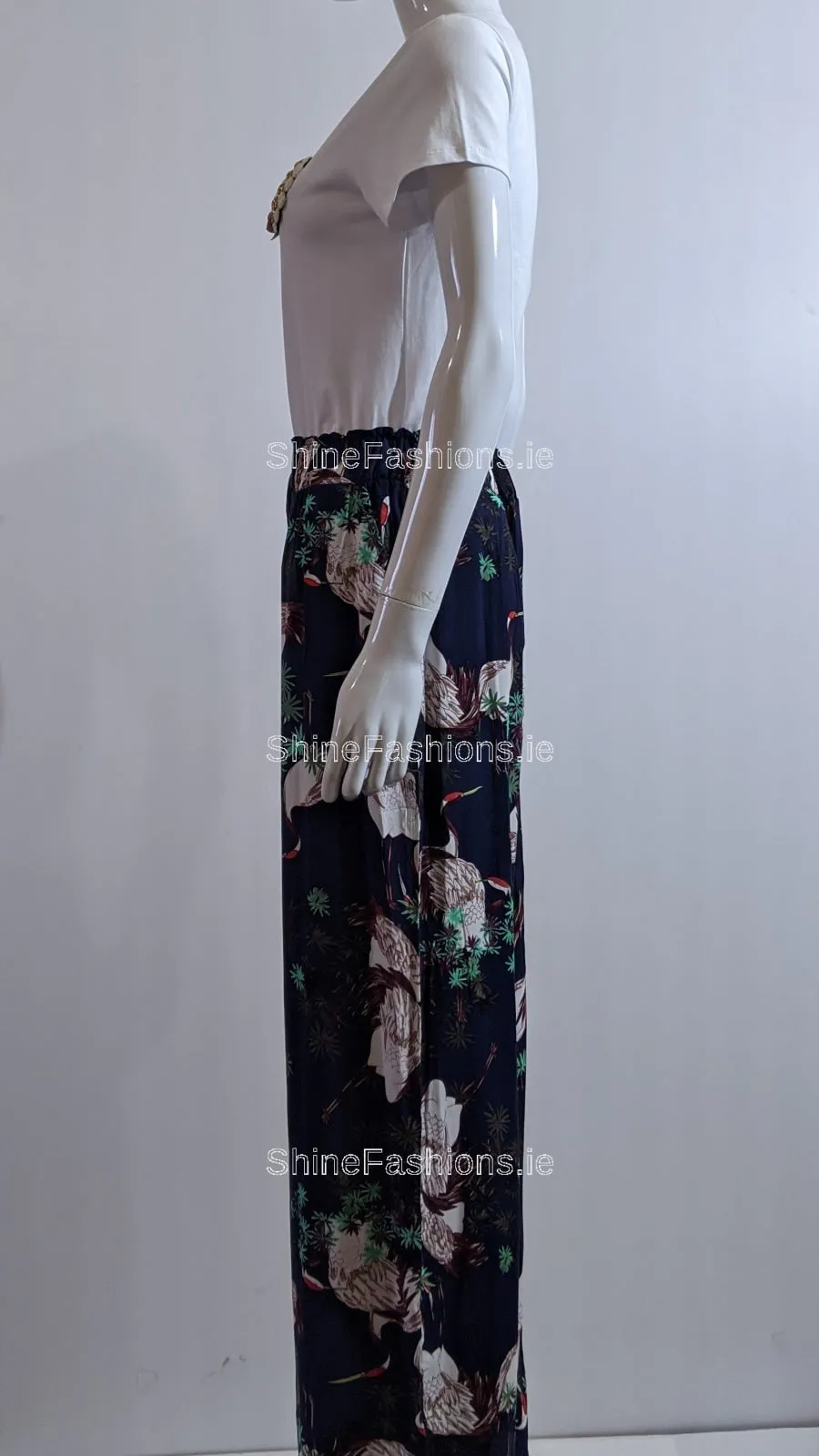 Navy Floral Print Culotte