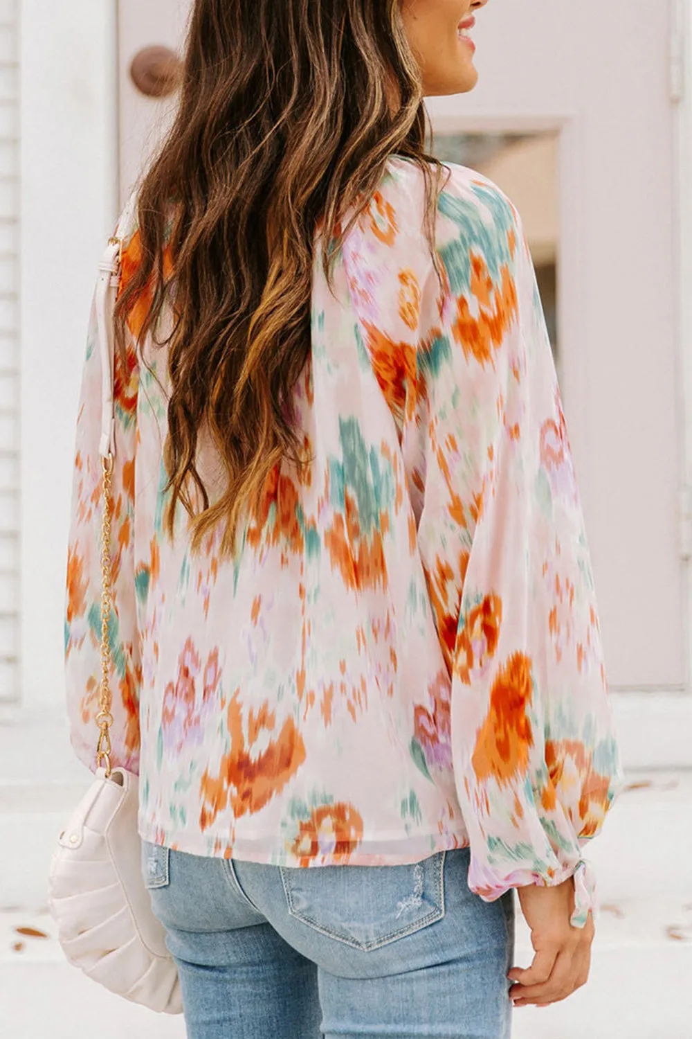 Nellie Printed Tie Neck Long Sleeve Blouse