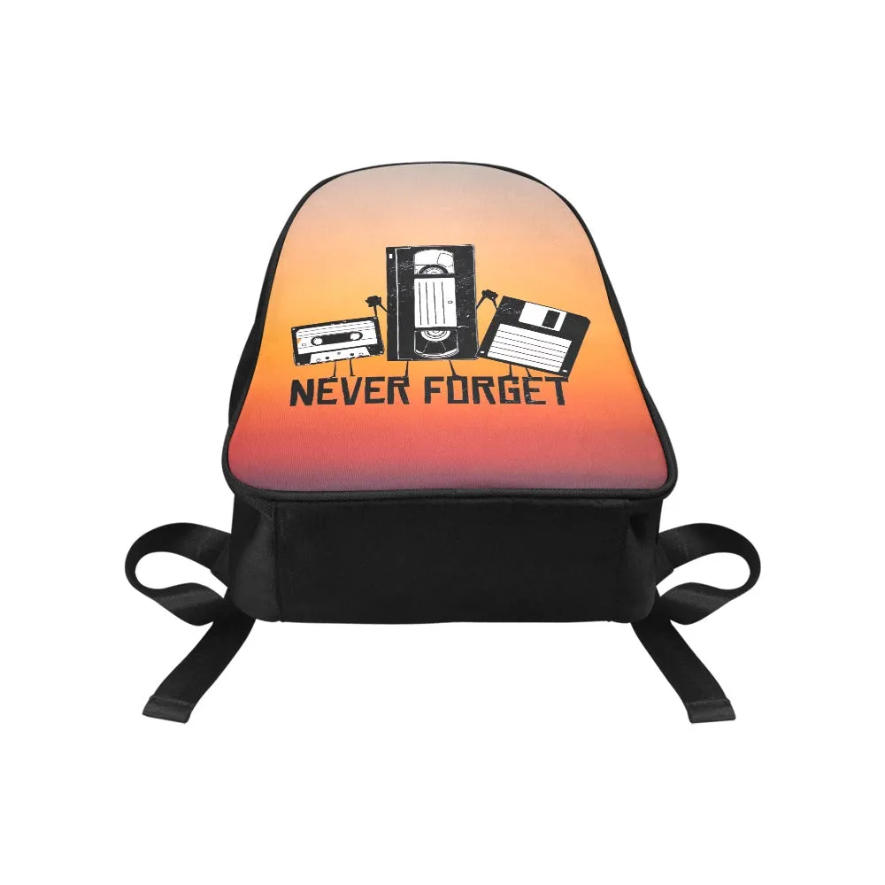 Never Forget Cassette, VHS, Floppy Disk Canvas Backpack