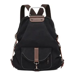 New Canvas Zipper Up Metal Handle Designer Backpack